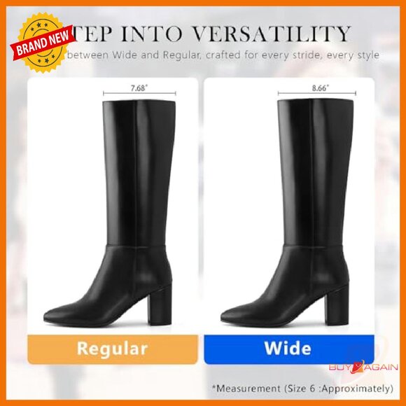 Knee High Boots Chunky Heel Pointed Toe Faux Suede Women's Size 6-10 - Picture 3 of 8